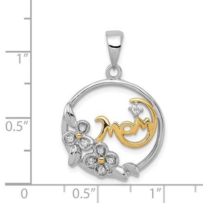 Sterlingsilber Vermeil Zirkonia Mama Anhänger