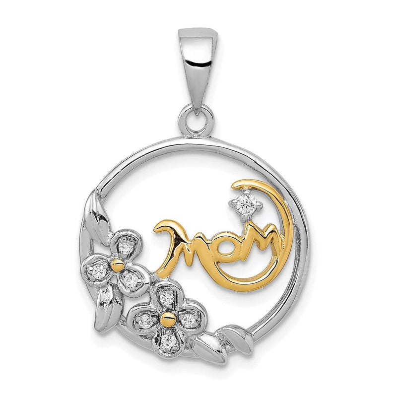 Sterlingsilber Vermeil Zirkonia Mama Anhänger