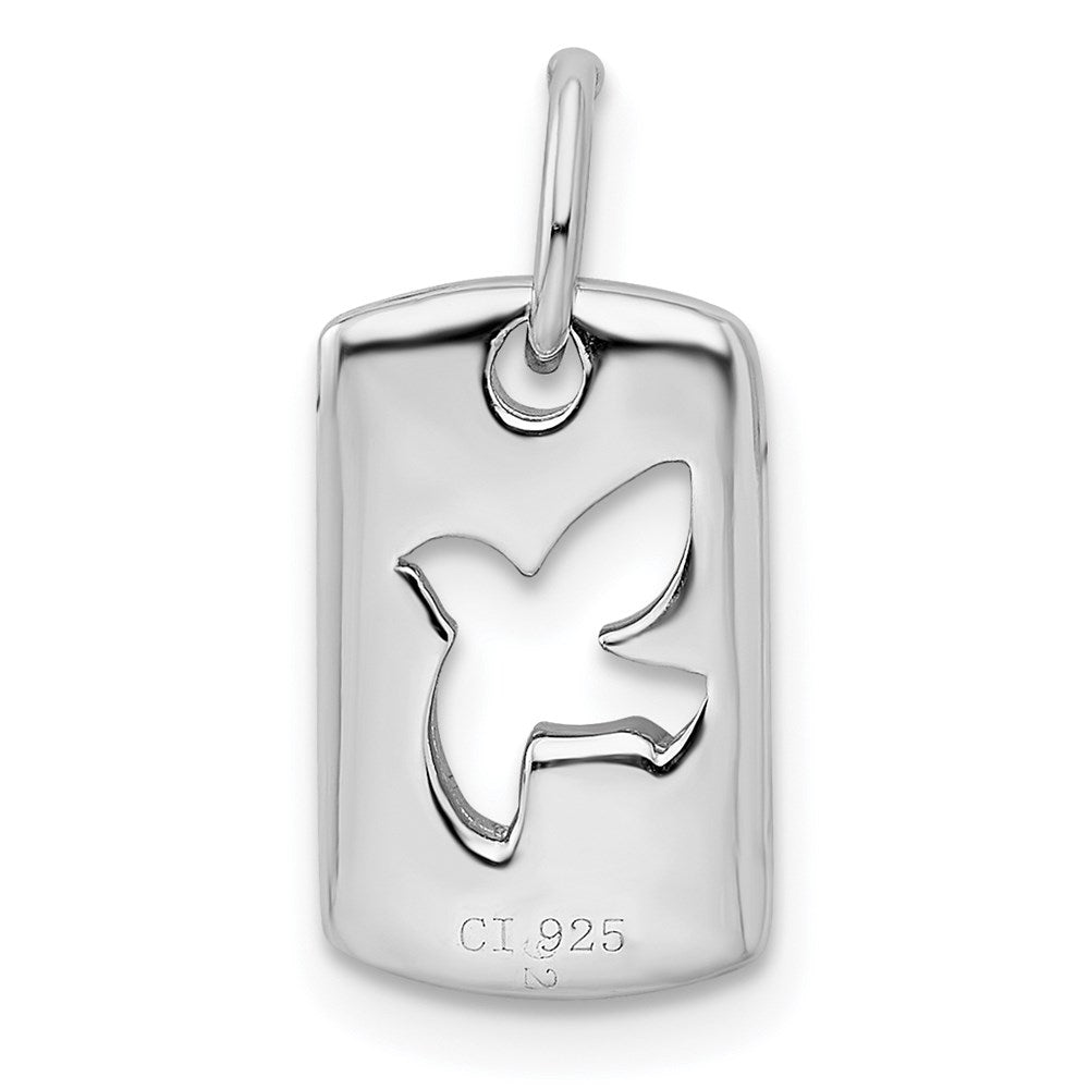 Sterlingsilber Rhodiniert Zirkonia Frieden Taube Charm