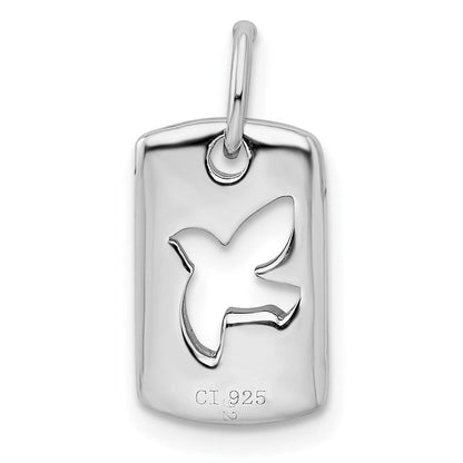 Sterlingsilber Rhodiniert Zirkonia Frieden Taube Charm