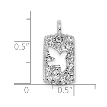 Sterlingsilber Rhodiniert Zirkonia Frieden Taube Charm