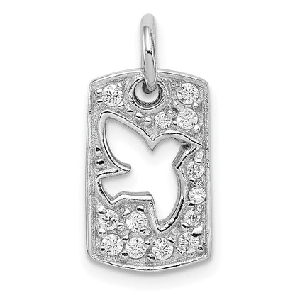 Sterlingsilber Rhodiniert Zirkonia Frieden Taube Charm