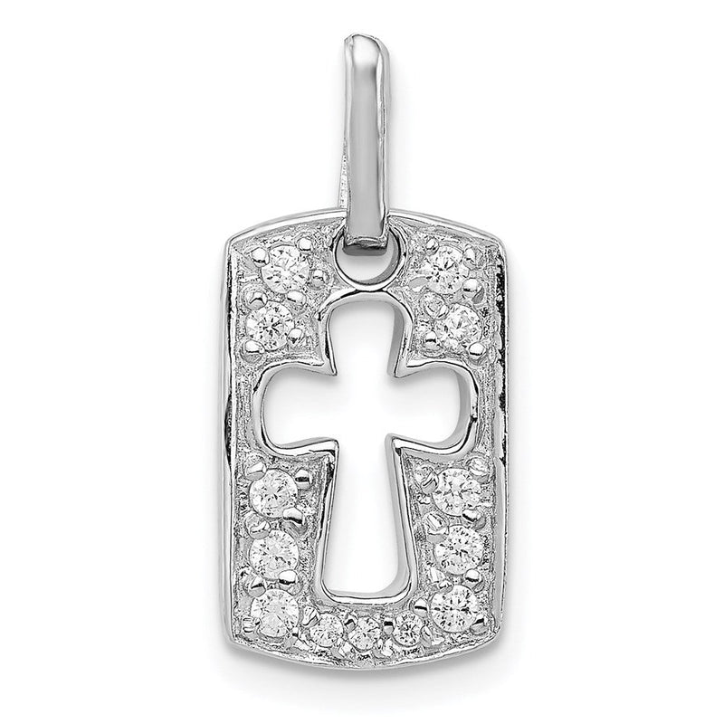 Sterlingsilber Rhodiulm Beschichtet Glaube Zirkonia Offen Kreuz Charm