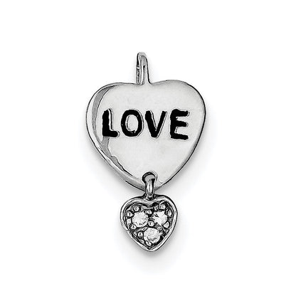 Sterlingsilber Rhodiniert Liebe Zirkonia Herz Anhänger