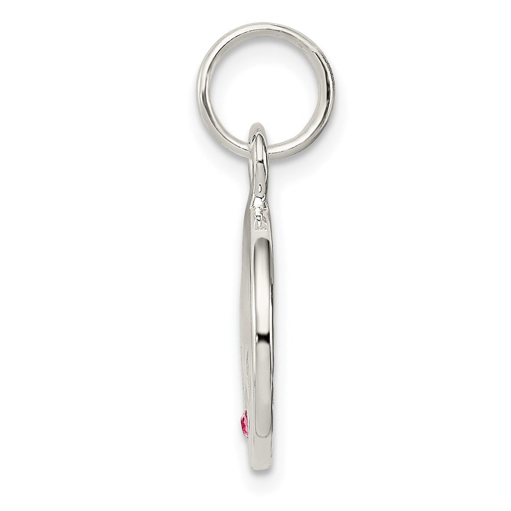 Sterlingsilber Hoffnung mit Rosa Zirkonia Plättchen Charm