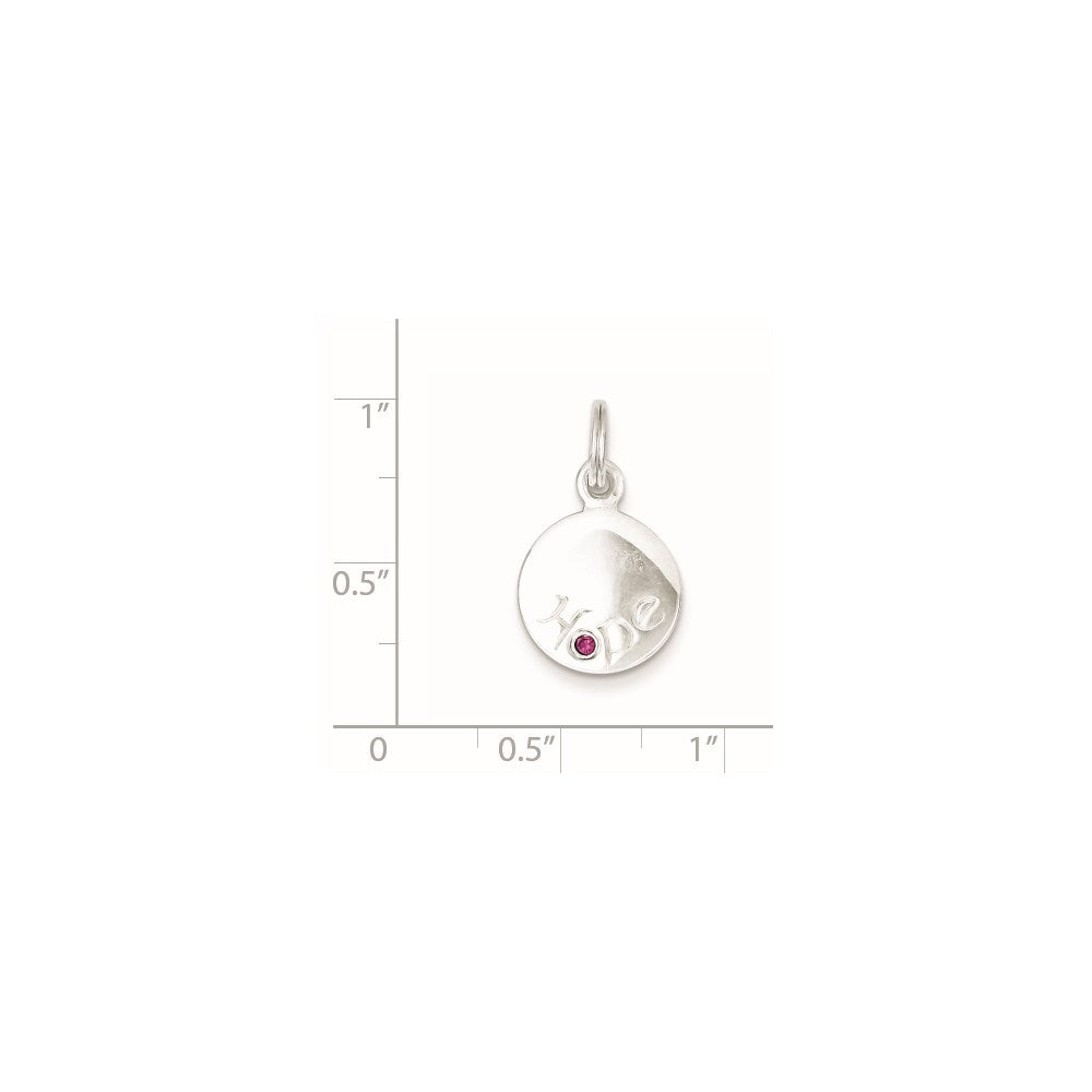 Sterlingsilber Hoffnung mit Rosa Zirkonia Plättchen Charm