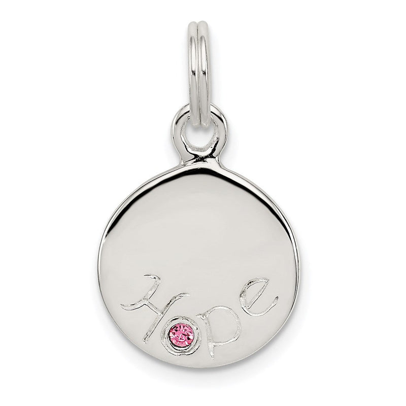 Sterlingsilber Hoffnung mit Rosa Zirkonia Plättchen Charm