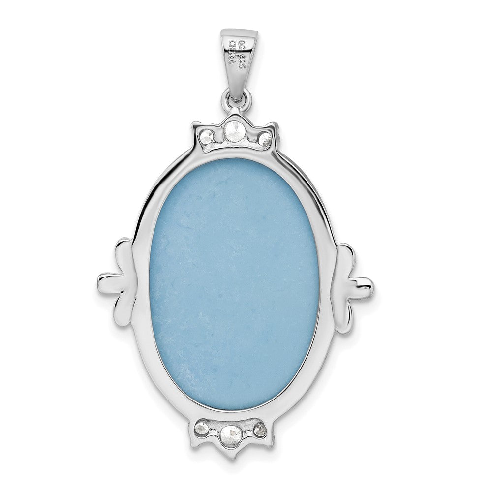 Sterlingsilber Rhodiniert Blau Plastic Cameo mit Zirkonia Akzente Anhänger