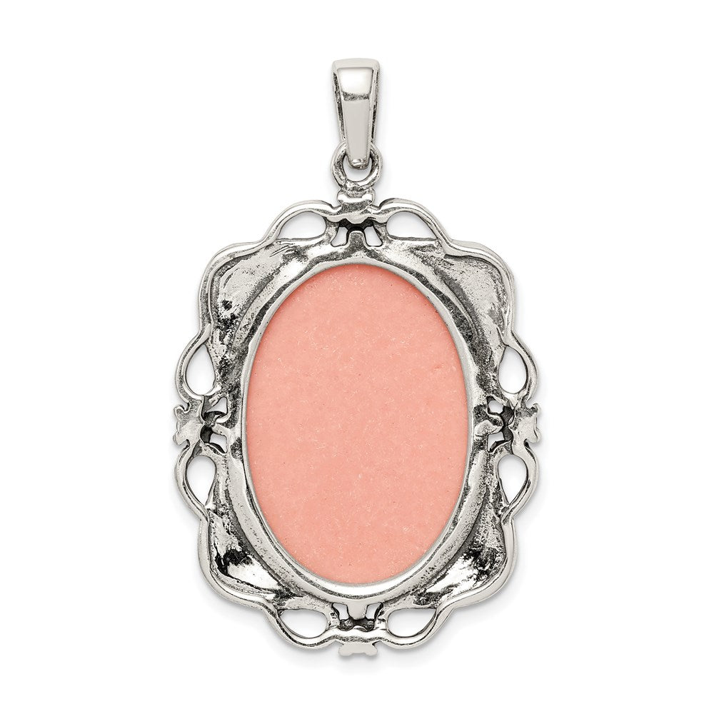 Sterlingsilber Antikisiert Markasit Plastic Rosa Cameo Anhänger