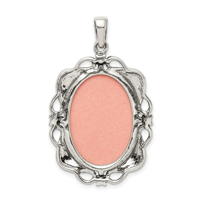 Sterlingsilber Antikisiert Markasit Plastic Rosa Cameo Anhänger