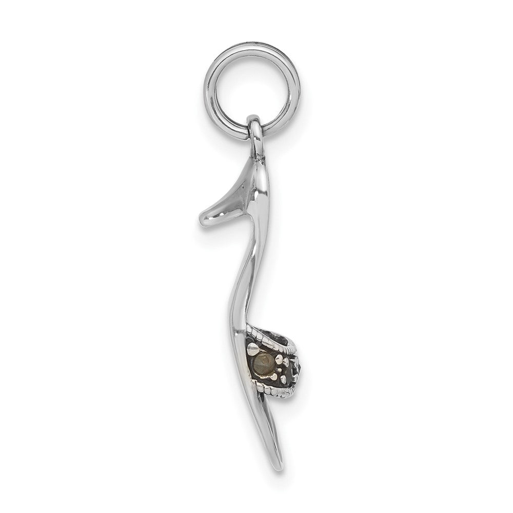Sterlingsilber Schwarz Emaille & Markasit Schuh Charm