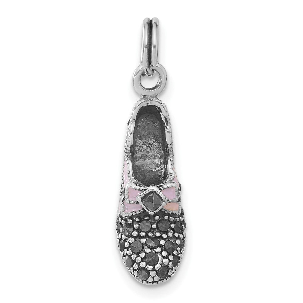 Sterlingsilber Lavender Emaille & Markasit Schuh Charm