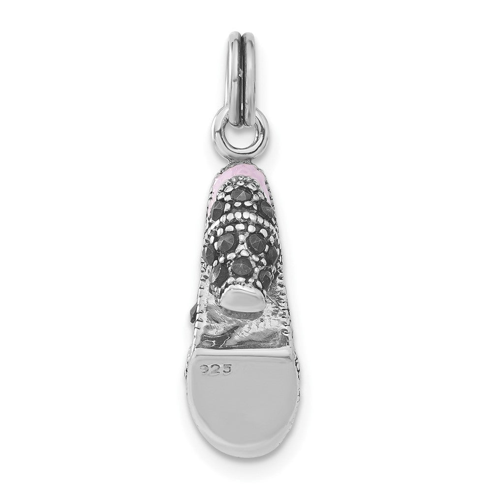Sterlingsilber Lavender Emaille & Markasit Schuh Charm
