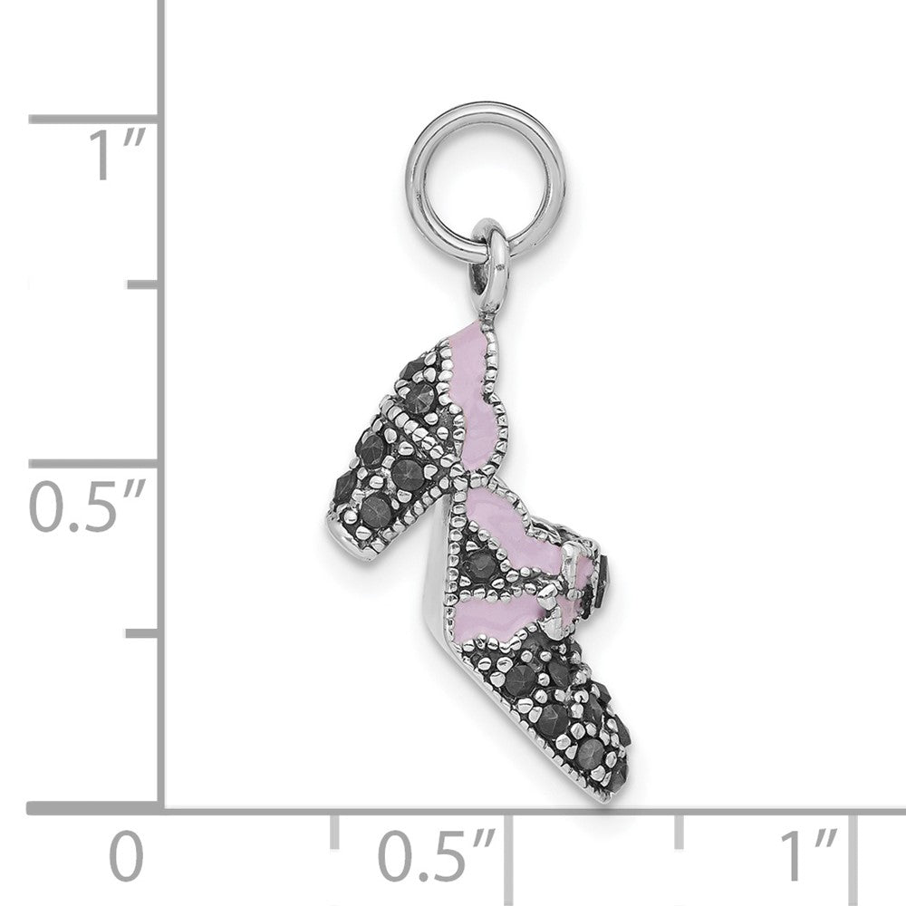 Sterlingsilber Lavender Emaille & Markasit Schuh Charm