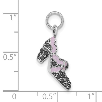 Sterlingsilber Lavender Emaille & Markasit Schuh Charm