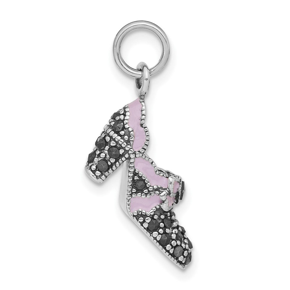 Sterlingsilber Lavender Emaille & Markasit Schuh Charm