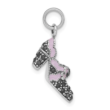 Sterlingsilber Lavender Emaille & Markasit Schuh Charm