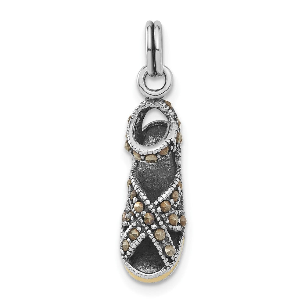 Sterlingsilber Antikisiert Gelb Emaille & Markasit Schuh Charm