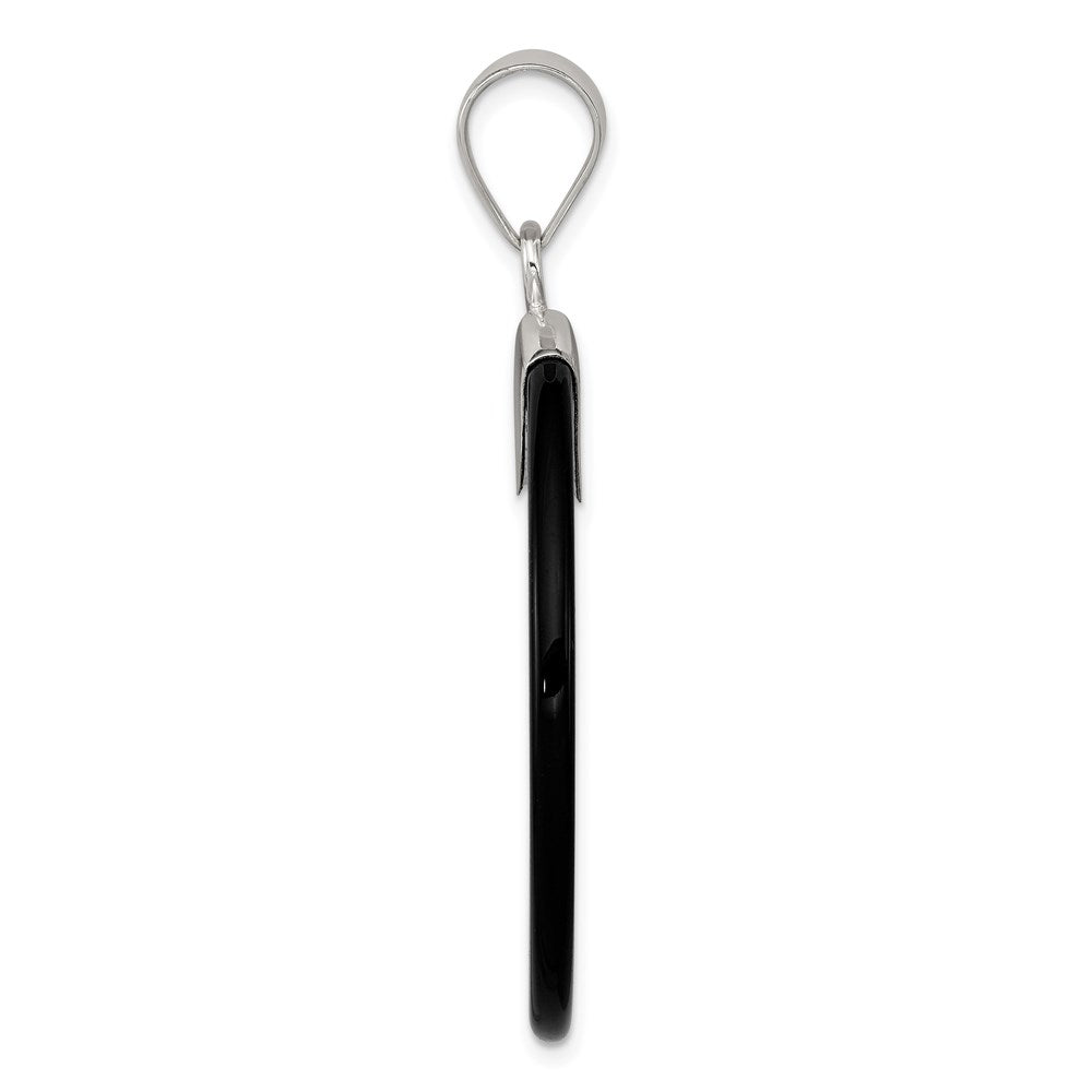 Sterlingsilber Rund Schwarz Onyx Anhänger