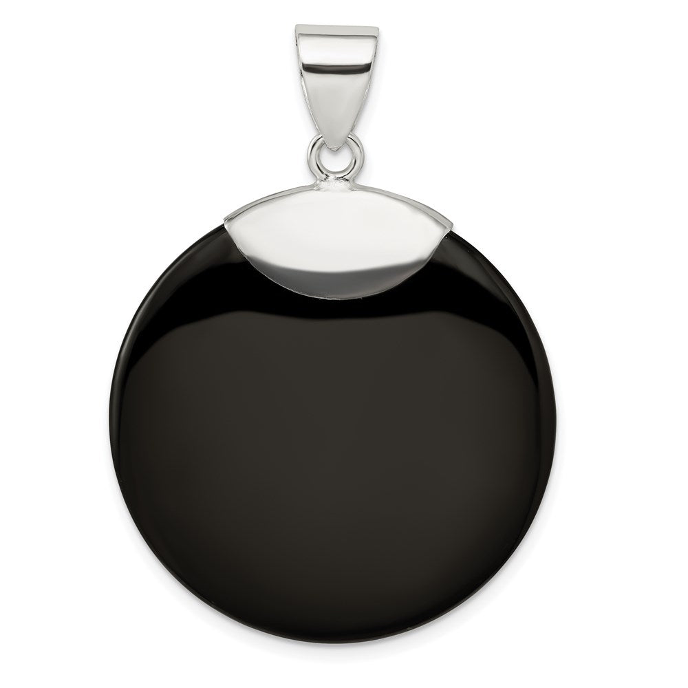 Sterlingsilber Rund Schwarz Onyx Anhänger