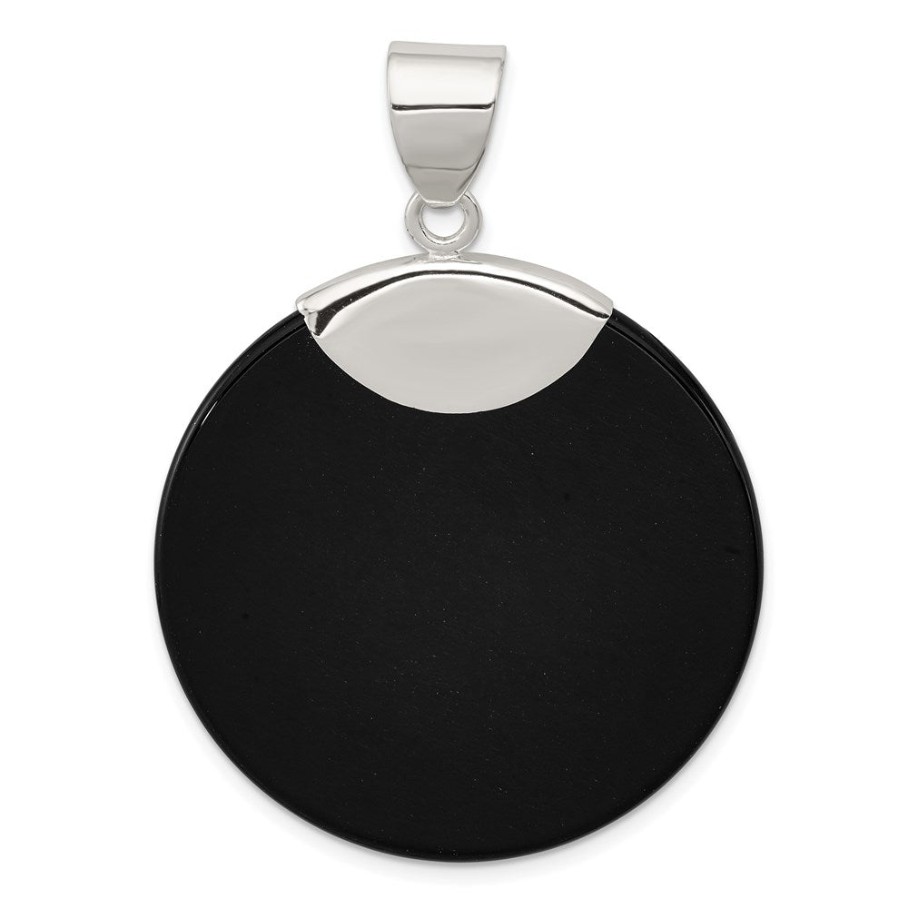 Sterlingsilber Rund Schwarz Onyx Anhänger