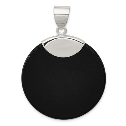 Sterlingsilber Rund Schwarz Onyx Anhänger