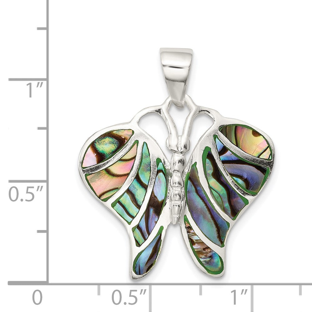 Sterlingsilber Rhodiniert Abalone Schmetterling Anhänger