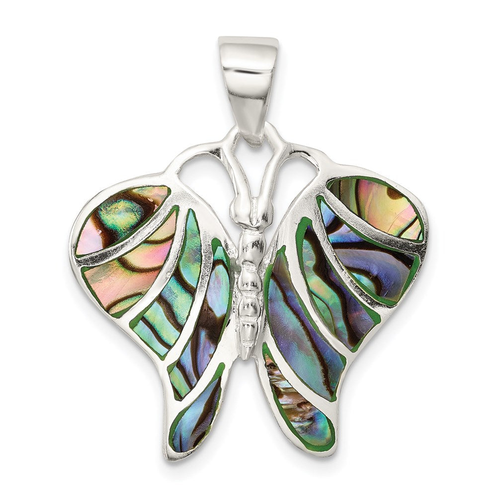 Sterlingsilber Rhodiniert Abalone Schmetterling Anhänger