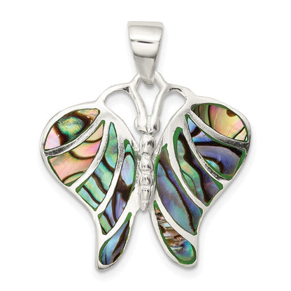 Sterlingsilber Rhodiniert Abalone Schmetterling Anhänger