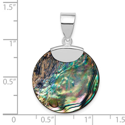 Sterlingsilber Rhodiniert Rund Abalone Anhänger