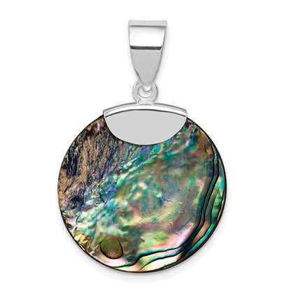 Sterlingsilber Rhodiniert Rund Abalone Anhänger