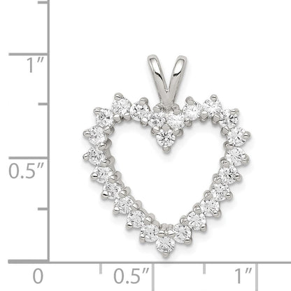 Sterlingsilber Rhodiniert Zirkonia Herz Anhänger