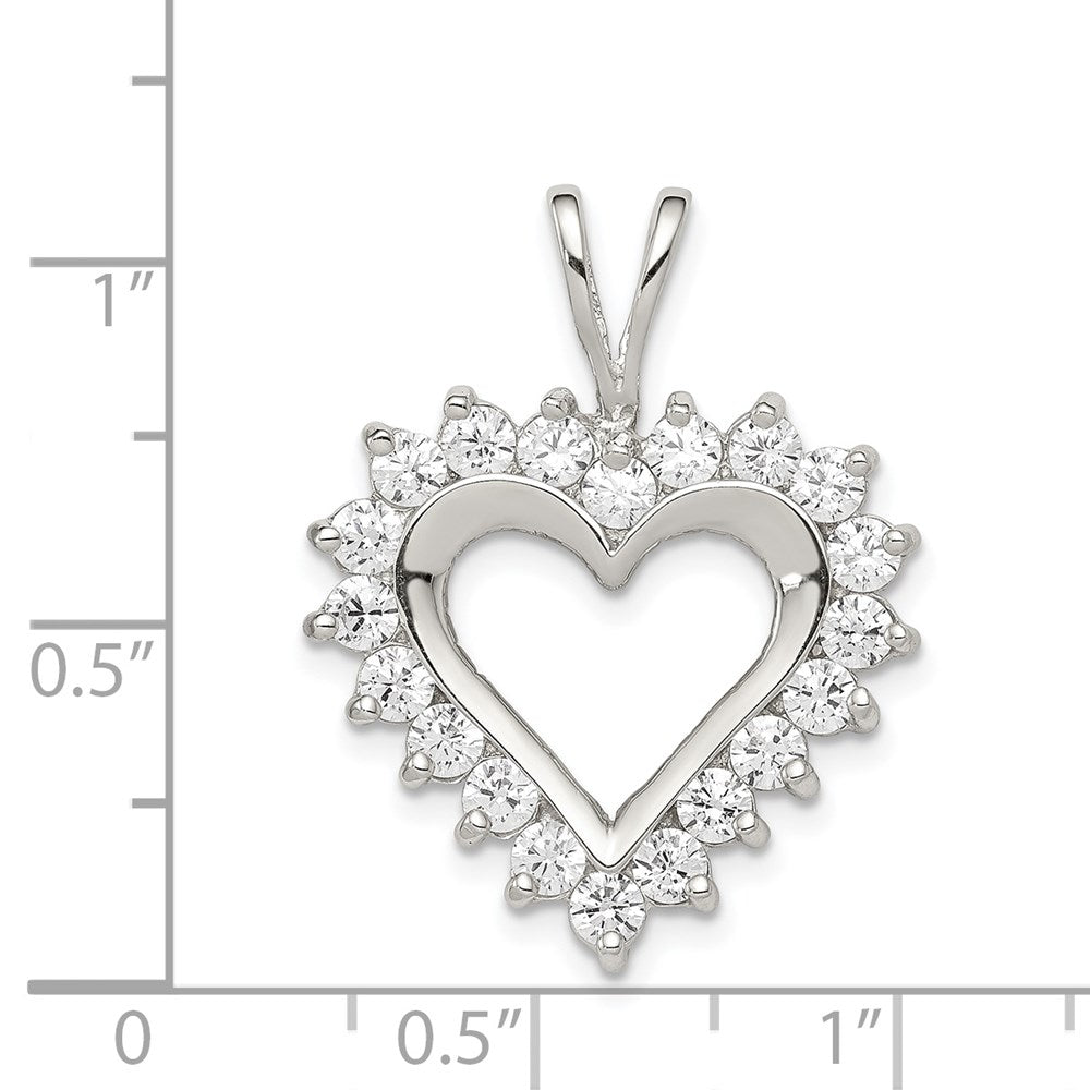 Sterlingsilber Rhodiniert Zirkonia Offen Herz Anhänger