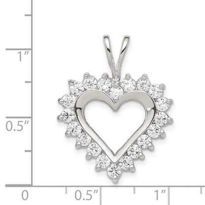 Sterlingsilber Rhodiniert Zirkonia Offen Herz Anhänger