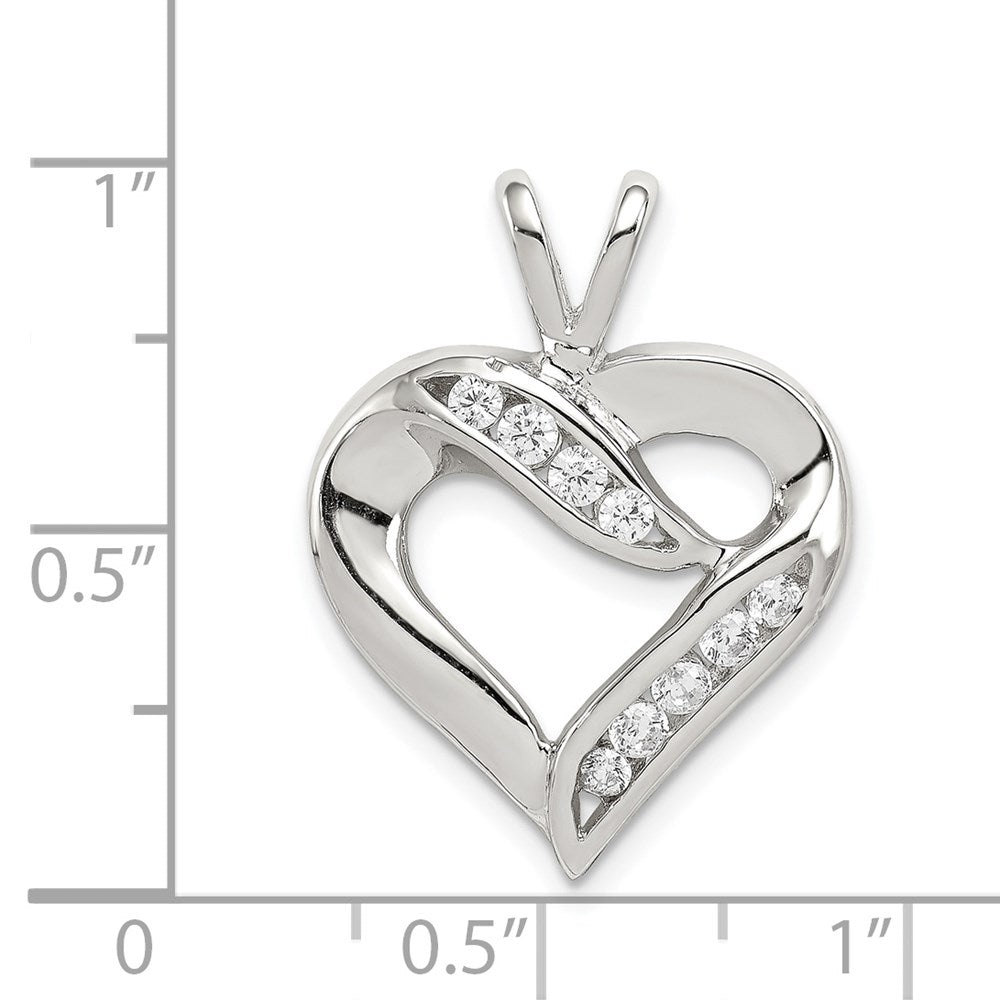 Sterlingsilber Rhodiniert Zirkonia Herz Anhänger