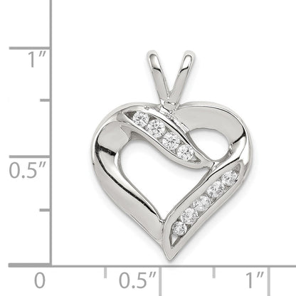 Sterlingsilber Rhodiniert Zirkonia Herz Anhänger