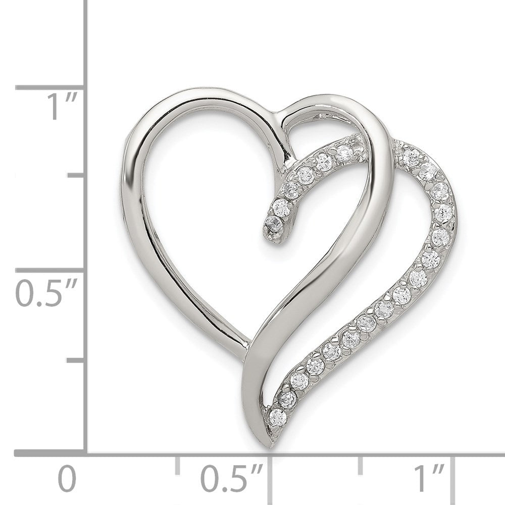 Sterlingsilber Rhodiniert Zirkonia Herz Anhänger