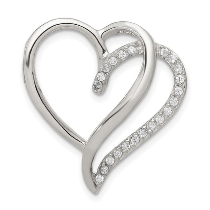 Sterlingsilber Rhodiniert Zirkonia Herz Anhänger