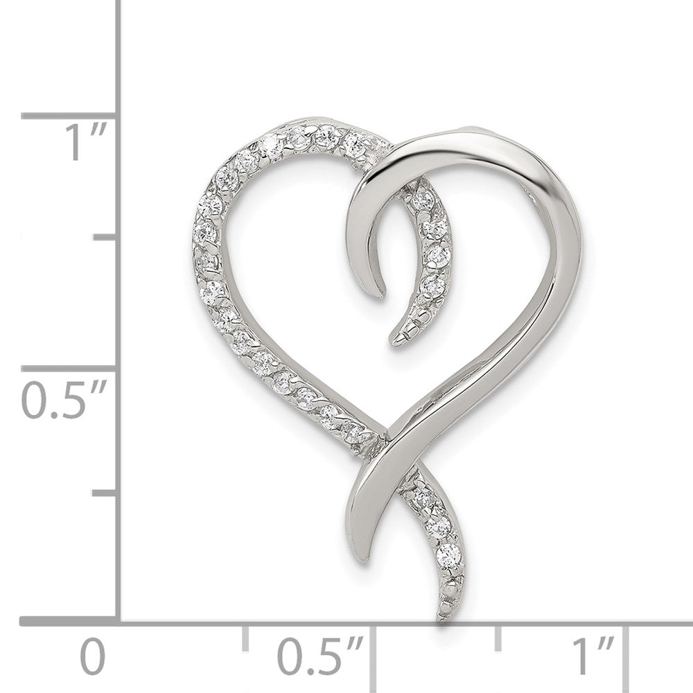 Sterlingsilber Rhodiniert Zirkonia Herz Kette Anhänger