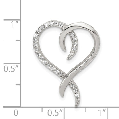 Sterlingsilber Rhodiniert Zirkonia Herz Kette Anhänger