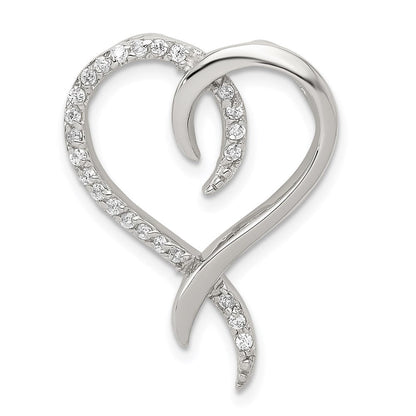 Sterlingsilber Rhodiniert Zirkonia Herz Kette Anhänger