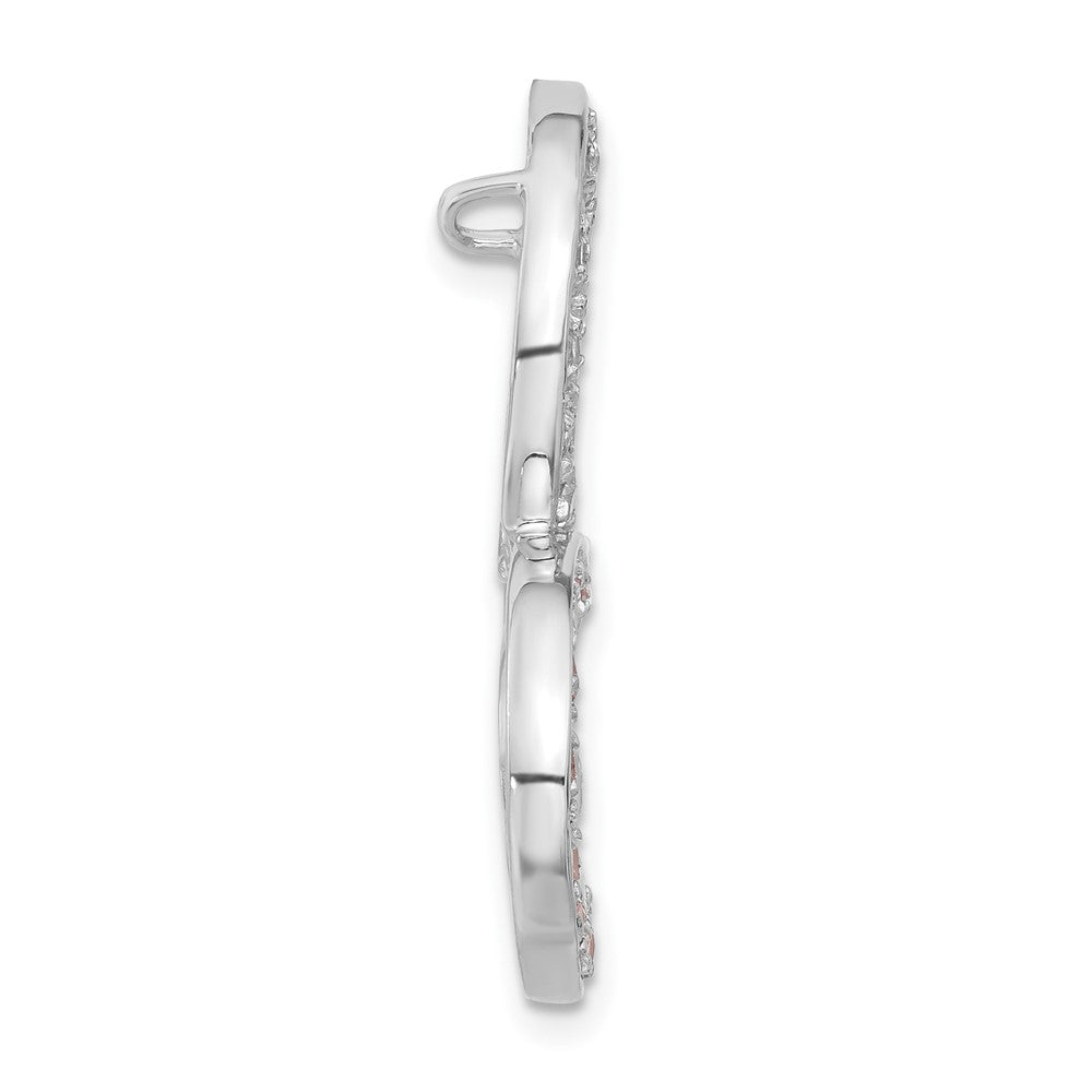 Sterlingsilber Rosa und Klar Zirkonia Herz Kette Anhänger