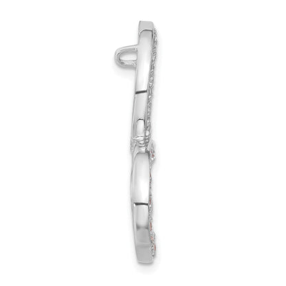 Sterlingsilber Rosa und Klar Zirkonia Herz Kette Anhänger