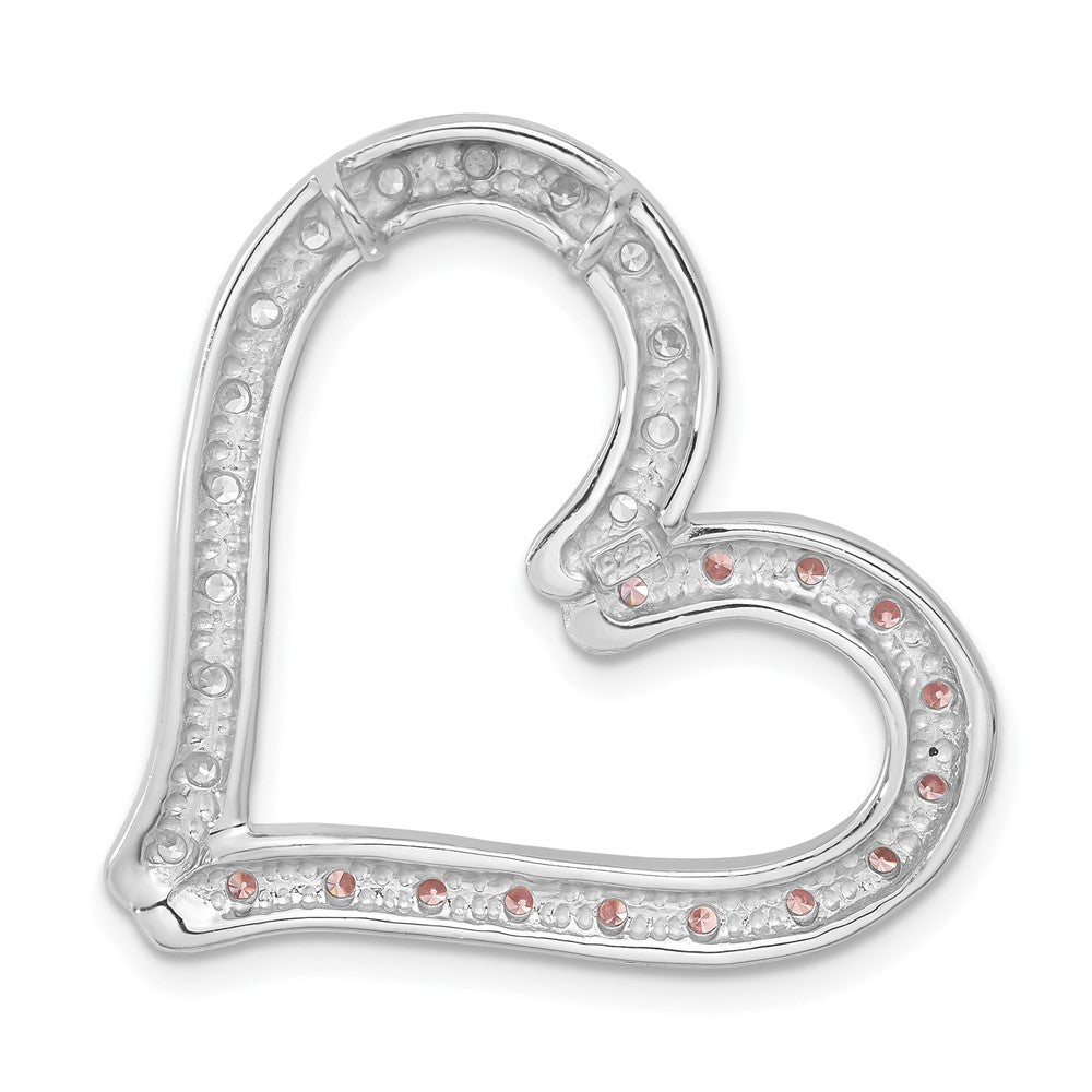 Sterlingsilber Rosa und Klar Zirkonia Herz Kette Anhänger