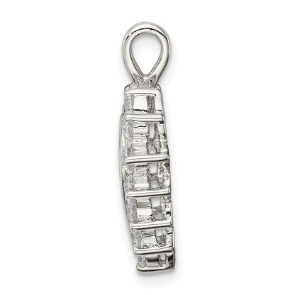 Sterlingsilber Rhodiniert Zirkonia Herz Anhänger