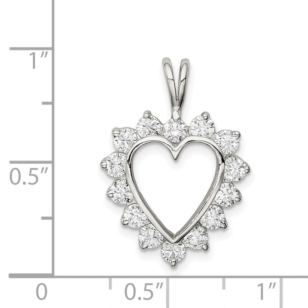 Sterlingsilber Rhodiniert Zirkonia Herz Anhänger