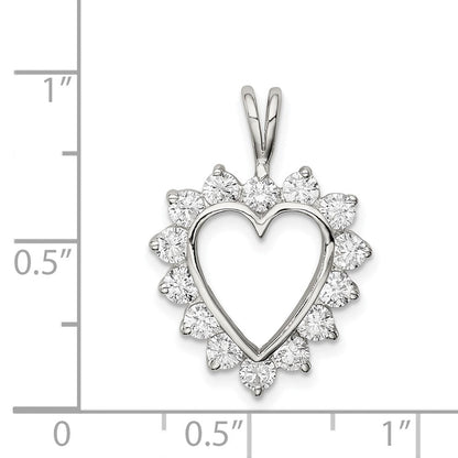 Sterlingsilber Rhodiniert Zirkonia Herz Anhänger
