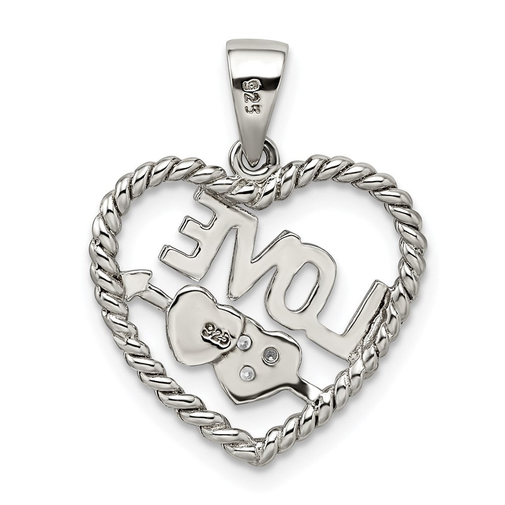Sterlingsilber Rhodiniert Zirkonia Liebe Herz Anhänger