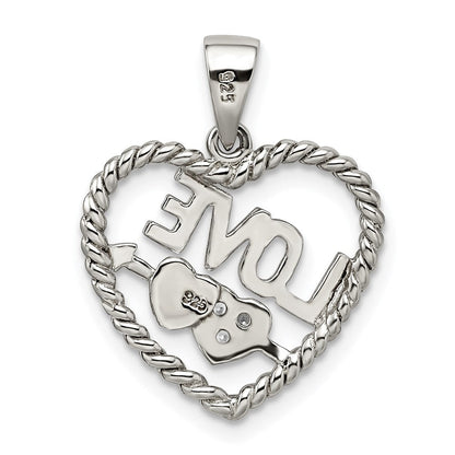 Sterlingsilber Rhodiniert Zirkonia Liebe Herz Anhänger