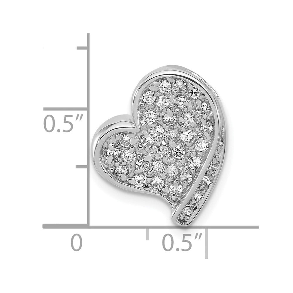 Sterlingsilber Poliert Zirkonia Herz Kette Anhänger